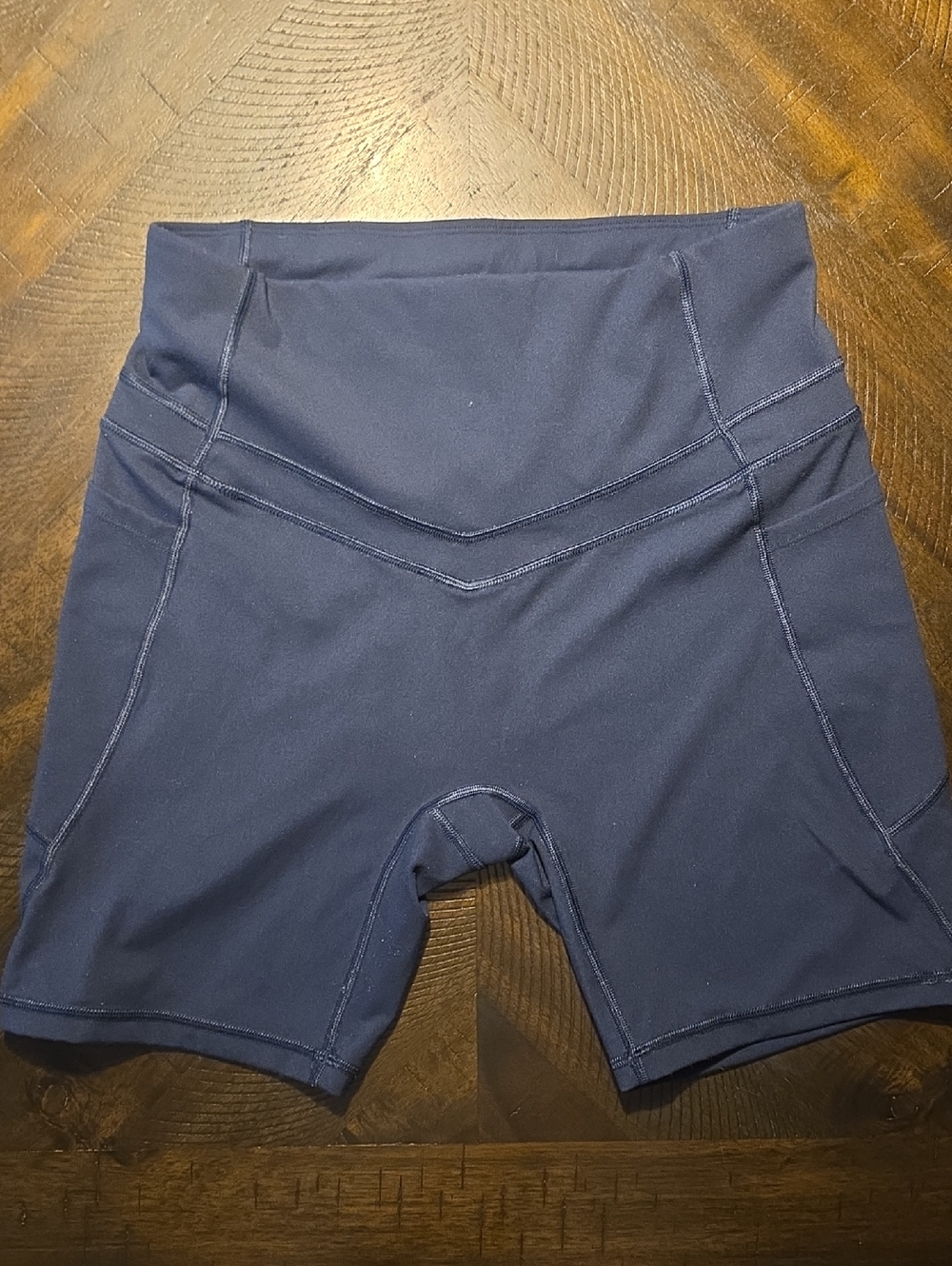 High-Rise Navy Women’s Bike Shorts with Contour Seams